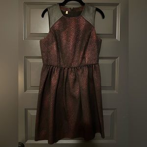 Sparkly red and faux leather holiday dress